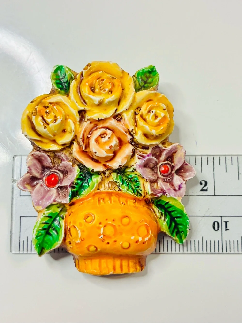 Vintage Made In Germany Colorful Retro Floral Bouquet Chunky Brooch